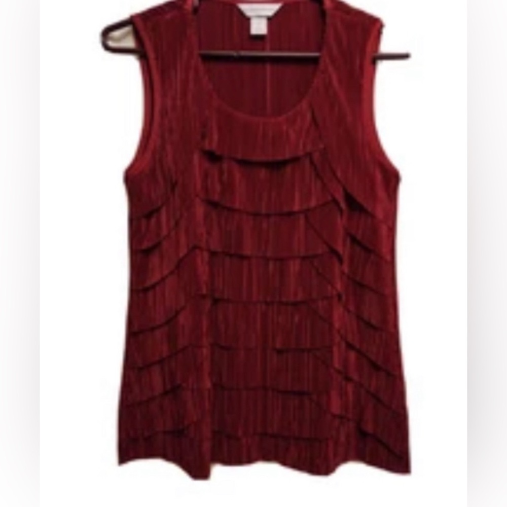 Christopher & Banks Ruffle Tiered Burgundy, Top Size Small S